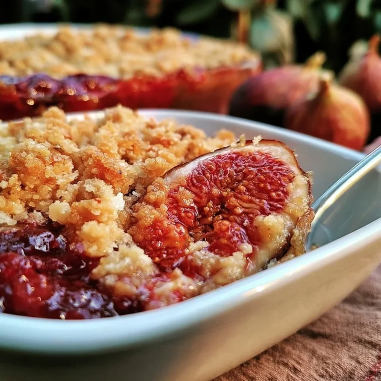 Crumble aux figues fraîches avec une croûte dorée et des figues juteuses