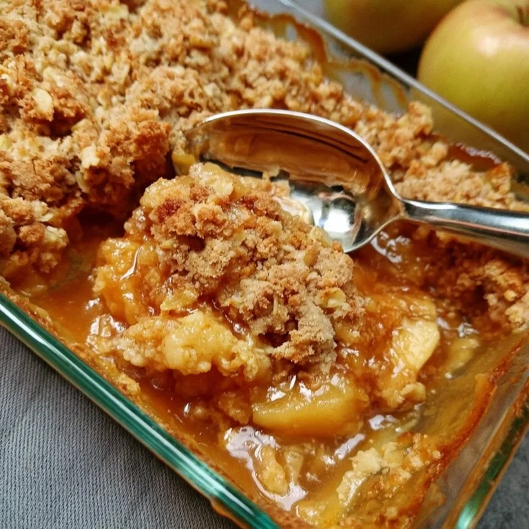Gâteau crumble aux pommes avec des morceaux de pomme et une croûte croustillante