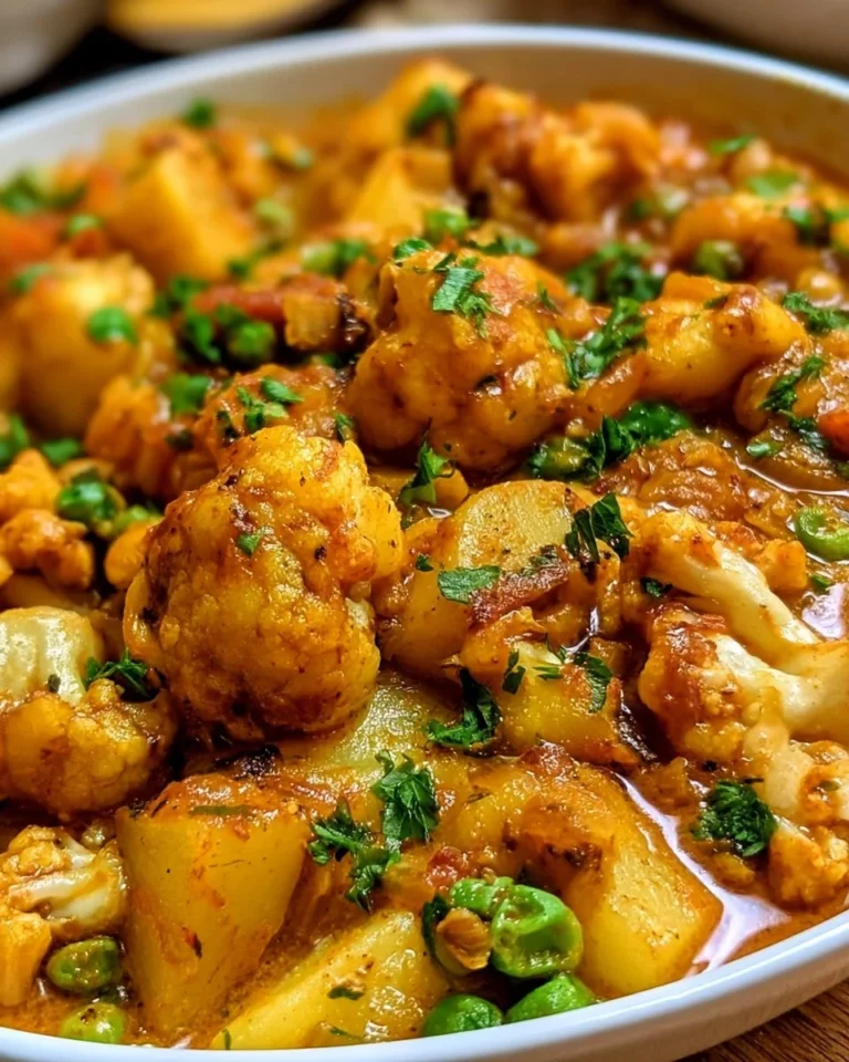 Curry de chou-fleur et pommes de terre, plat végétarien savoureux et réconfortant
