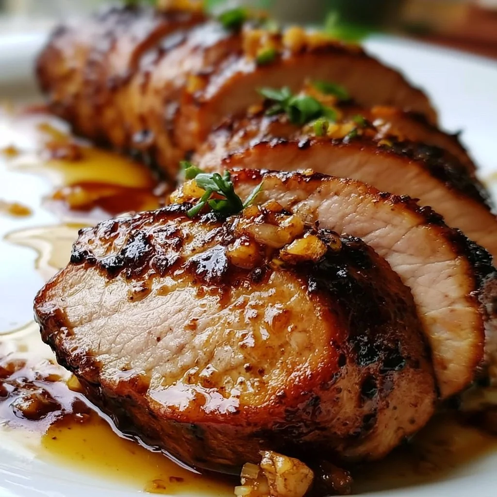 Filet Mignon de Porc au Miel et à l'Ail, un plat savoureux et gourmet.