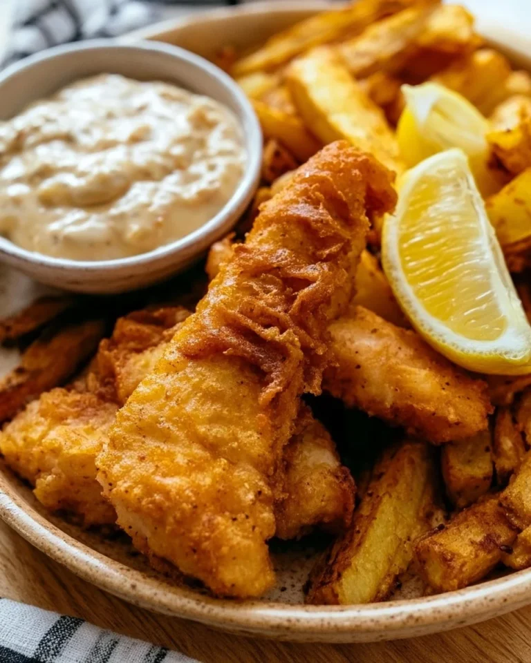 Fish accompagné de frites sans gluten croustillantes et savoureuses