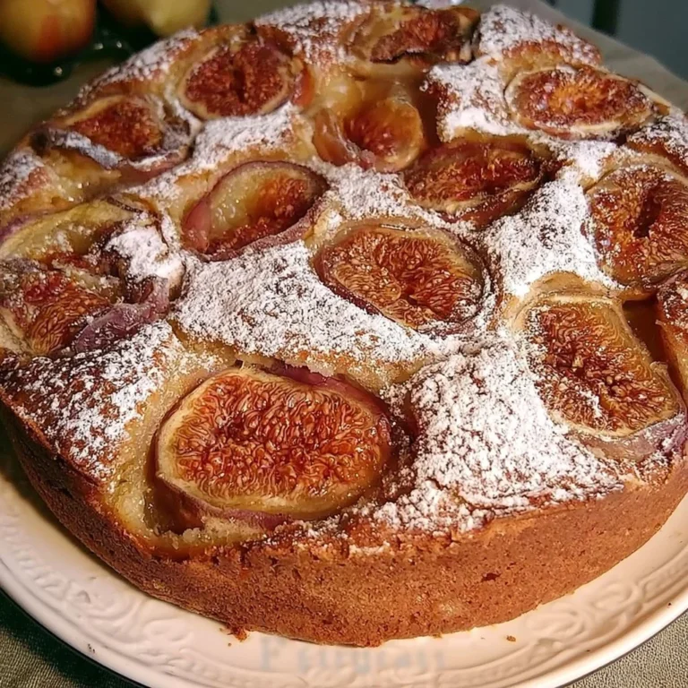 Gâteau aux figues frais fait maison sur une table en bois