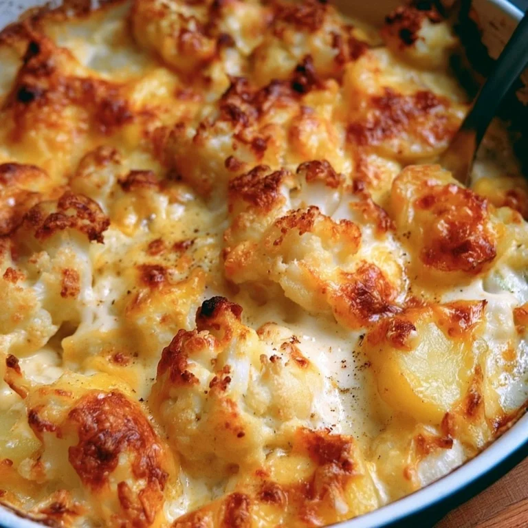 Gratin de chou-fleur avec pommes de terre et sauce crémeuse au fromage