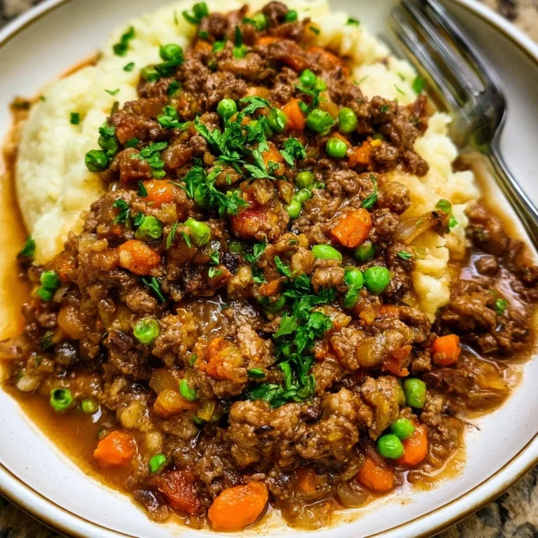 Hachis Parmentier Déconstruit avec viande, purée de pommes de terre et garnitures colorées