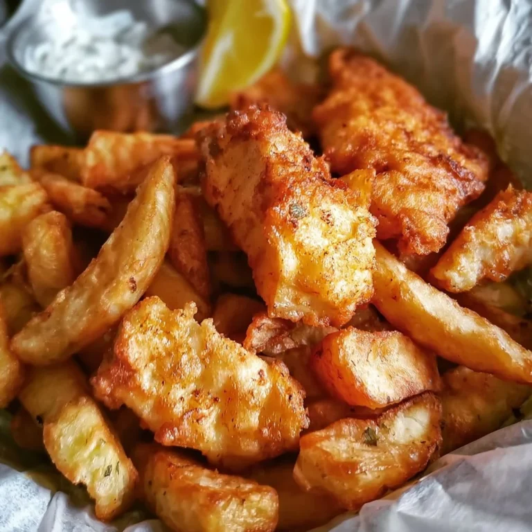 Plat de poisson-frites croustillants faits maison servis avec une sauce tartare