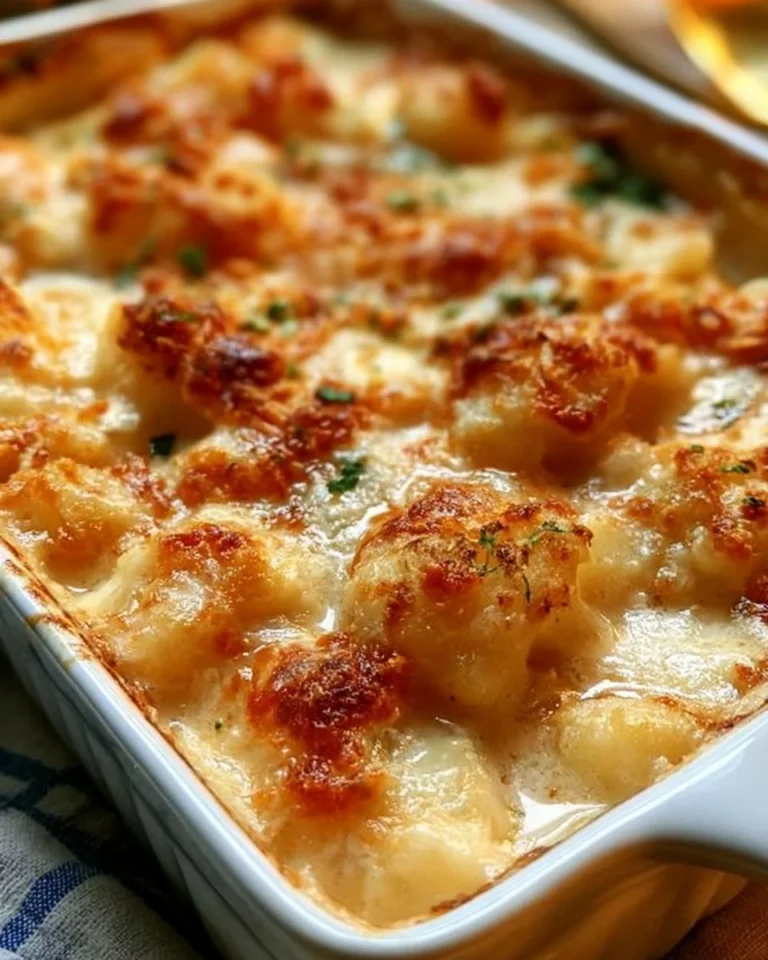 Gratin de chou-fleur crémeux, un plat réconfortant et savoureux à partager en famille.