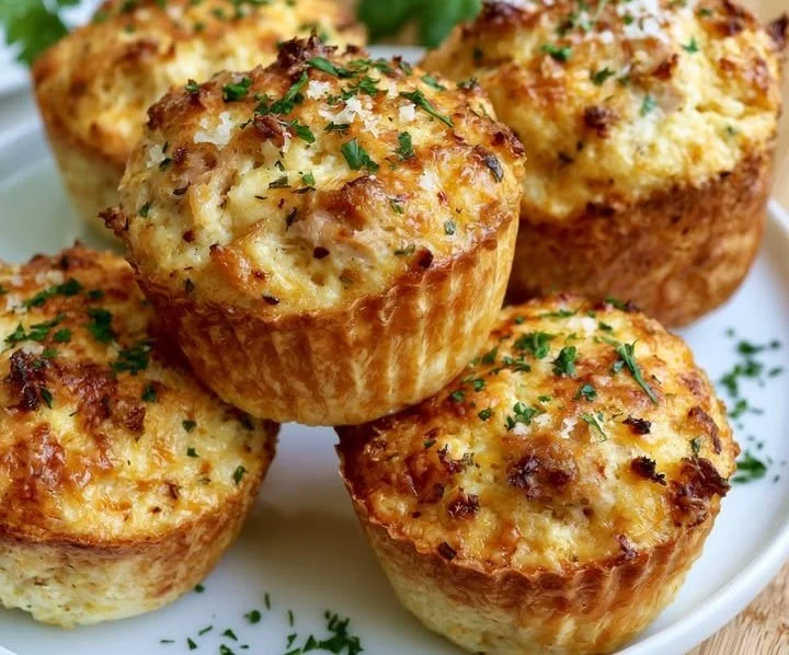 Muffins salés au thon et parmesan, une recette délicieuse et simple à réaliser.