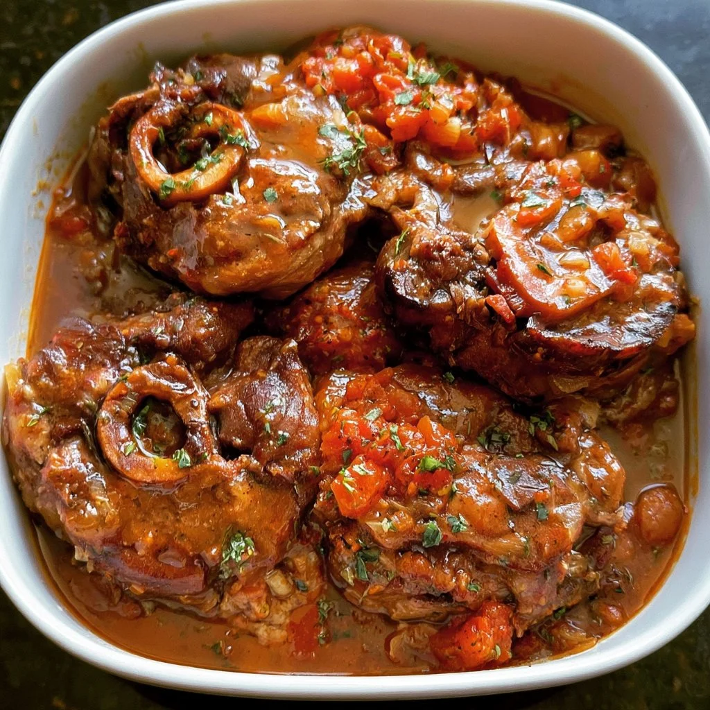 Assiette d'Osso Buco savoureux avec accompagnement de riz