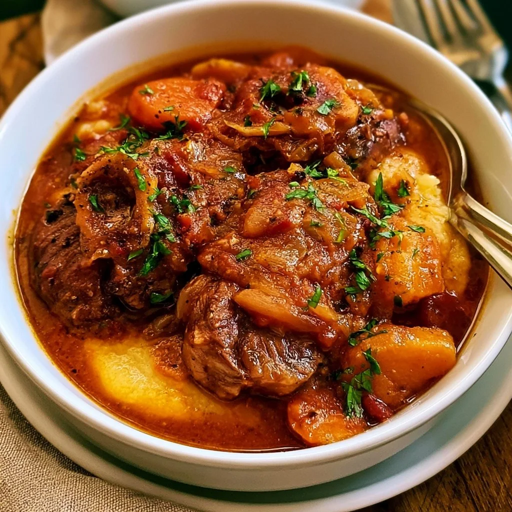 Plat d'Osso Buco à la mijoteuse avec garnitures savoureuses