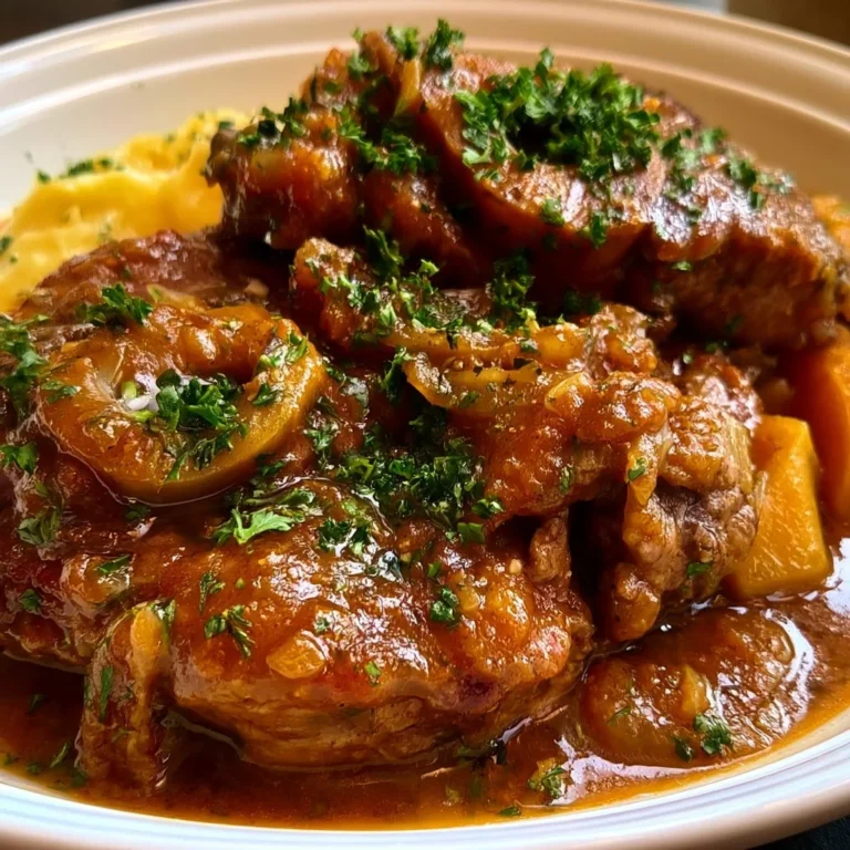 Osso Buco de Veau à la Milanaise, un plat italien savoureux avec du jarret de veau.