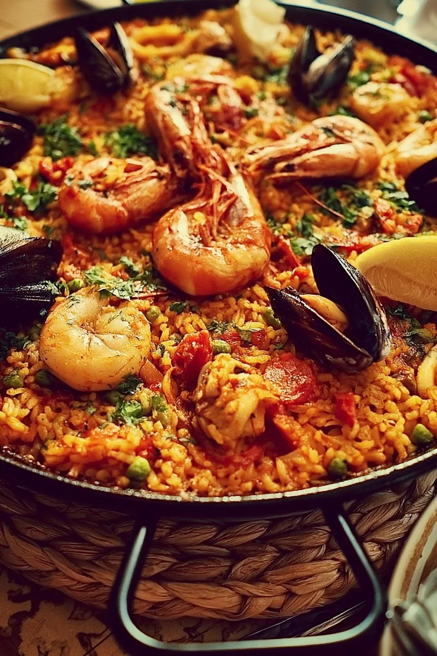 Paëlla Espagnole Traditionnelle avec fruits de mer et viande