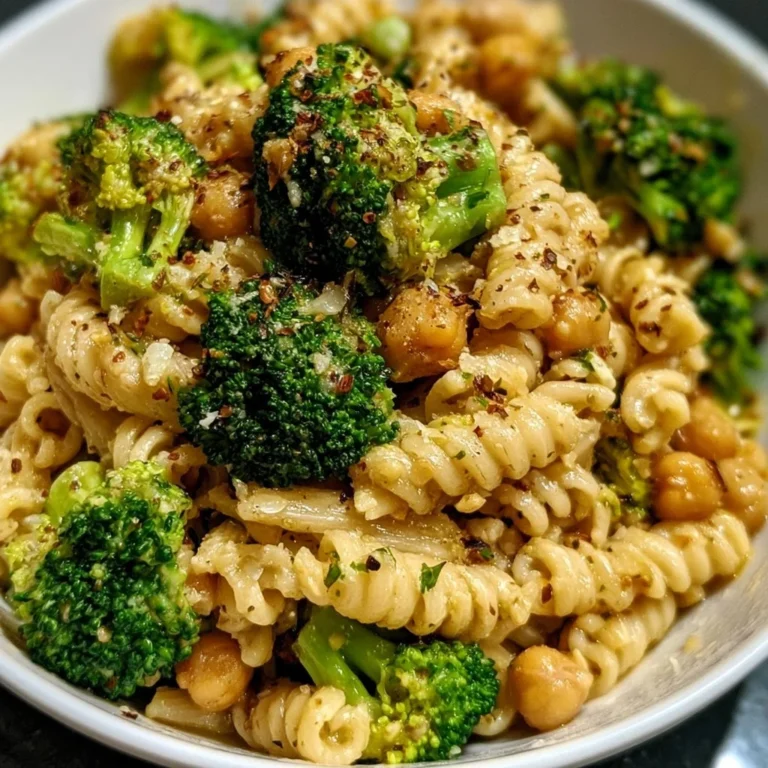 Pâtes aux brocolis et pois chiches avec huile d'olive à l'ail