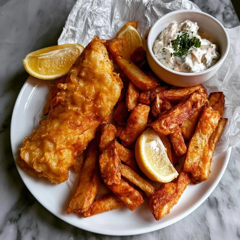 Plat de poisson frites croustillantes servies avec une sauce tartare