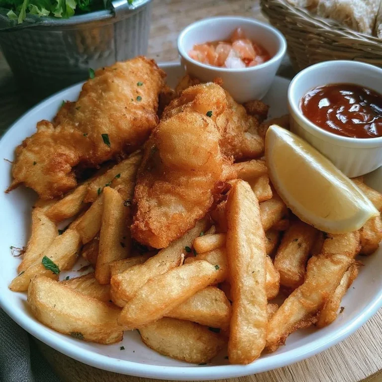 Plat de poisson et frites croustillantes, un délice culinaire classique.