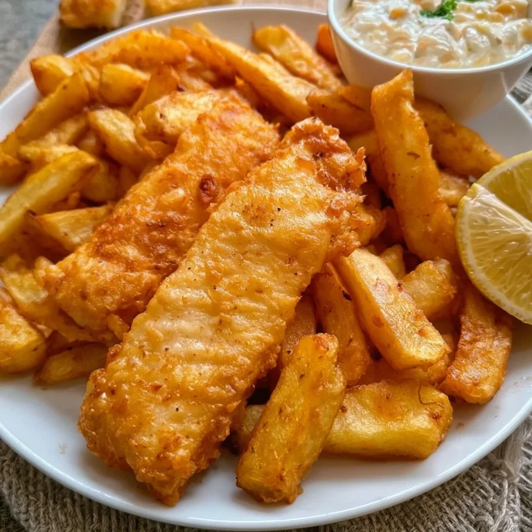Plat de poisson et frites anglais, croustillant et savoureux.