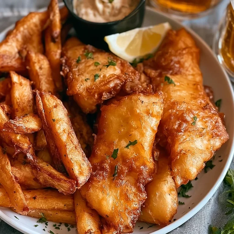 Poisson frites panés à la bière, plat croustillant et savoureux.