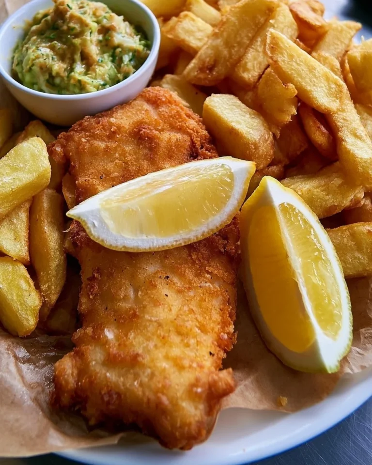 Plat savoureux de poisson-frites traditionnel d'Angleterre, servi chaud et croustillant.