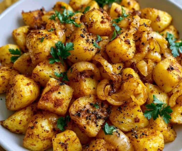 Pommes de terre sautées aux oignons dorées et croustillantes