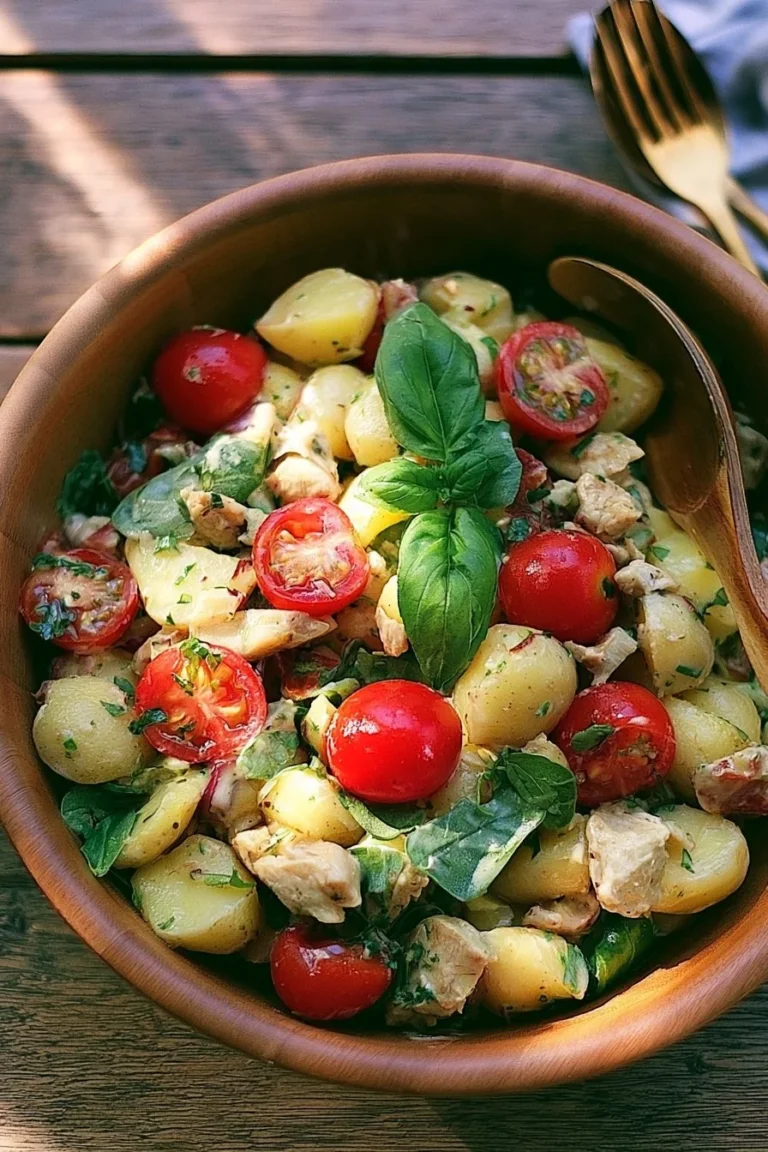 Salade de pommes de terre avec poulet et tomates cerises