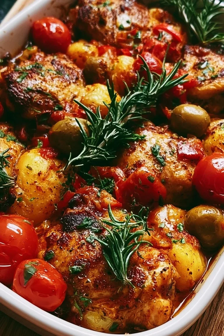 Recette de Poulet Catalan Fondant Méditerranéen dans un plat coloré