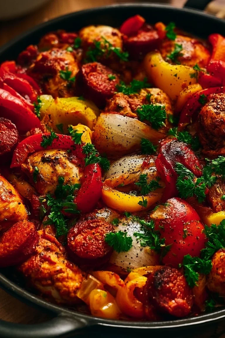Recette de Poulet Sauté aux Poivrons et Chorizo dans une poêle