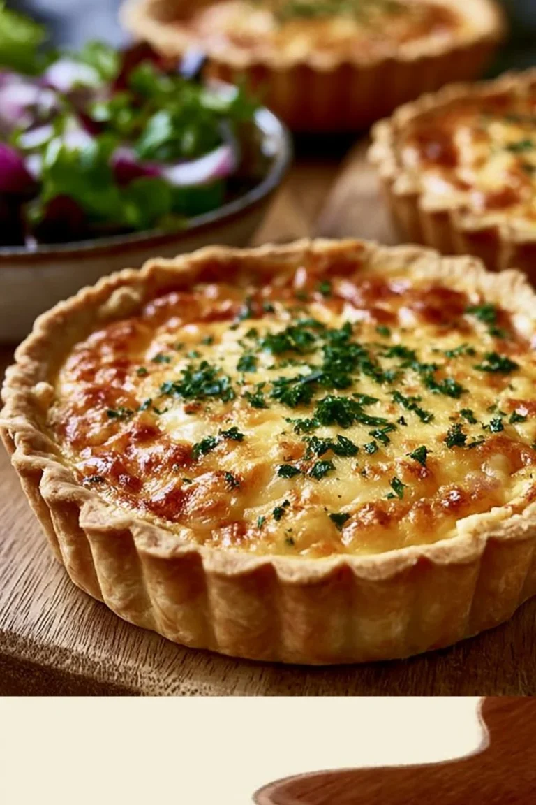 Quiche aux restes de poulet et à l'emmental râpé, savoureuse et gourmande.