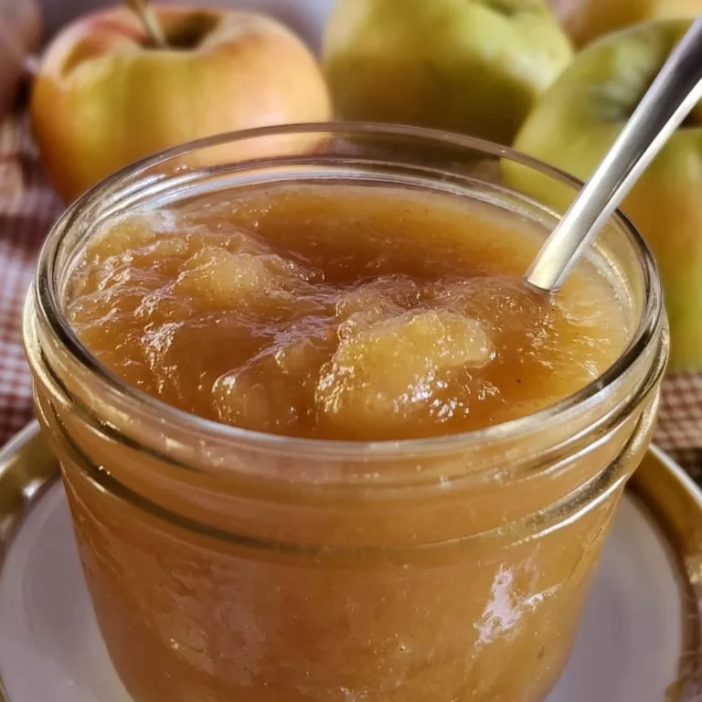 Compote de pommes maison dans un bol en verre avec des pommes fraîches en arrière-plan.