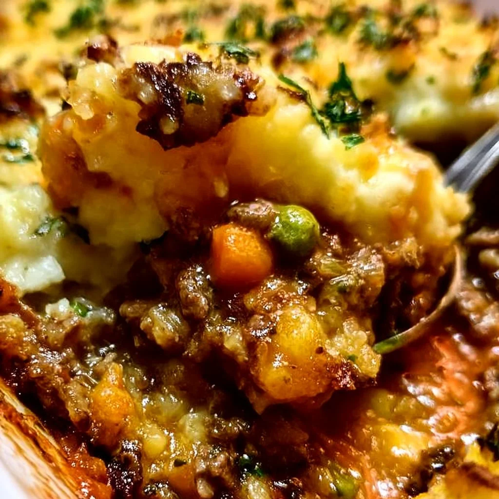 Hachis parmentier maison avec purée de pommes de terre et viande hachée