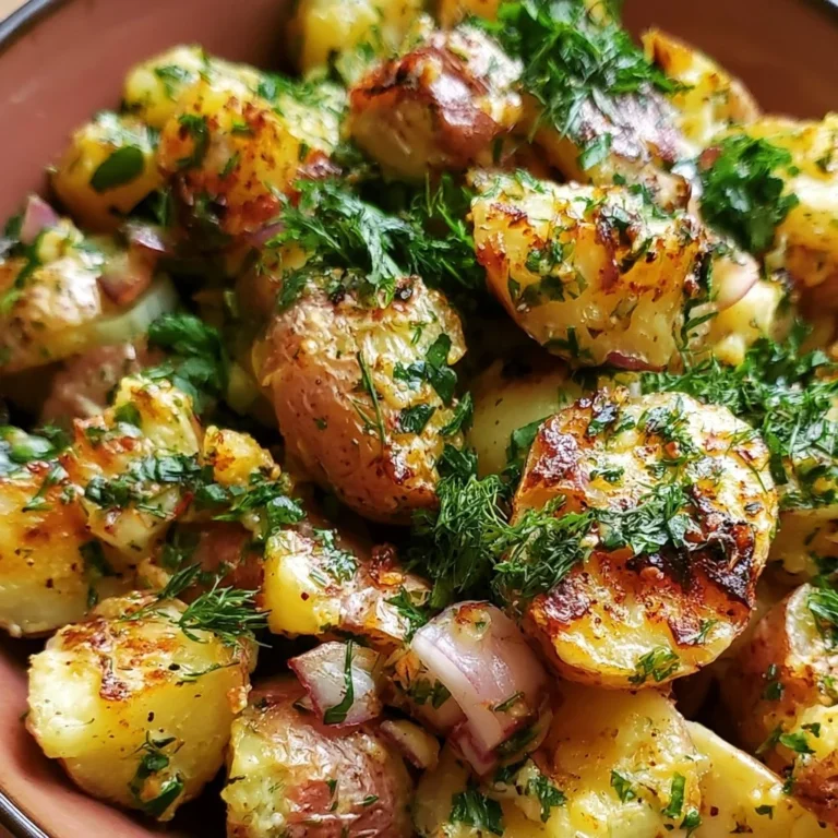 Salade de pommes de terre rôties aux herbes garnie et colorée