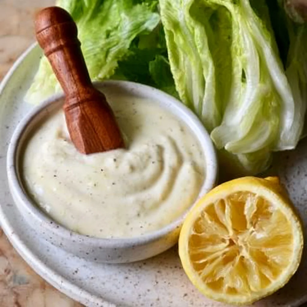 Recette de sauce César maison avec une vinaigrette crémeuse pour salade.