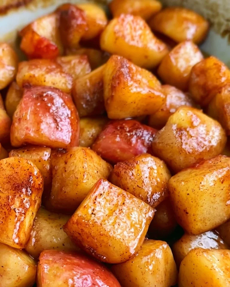 Pommes sautées à la cannelle préparées sur la cuisinière