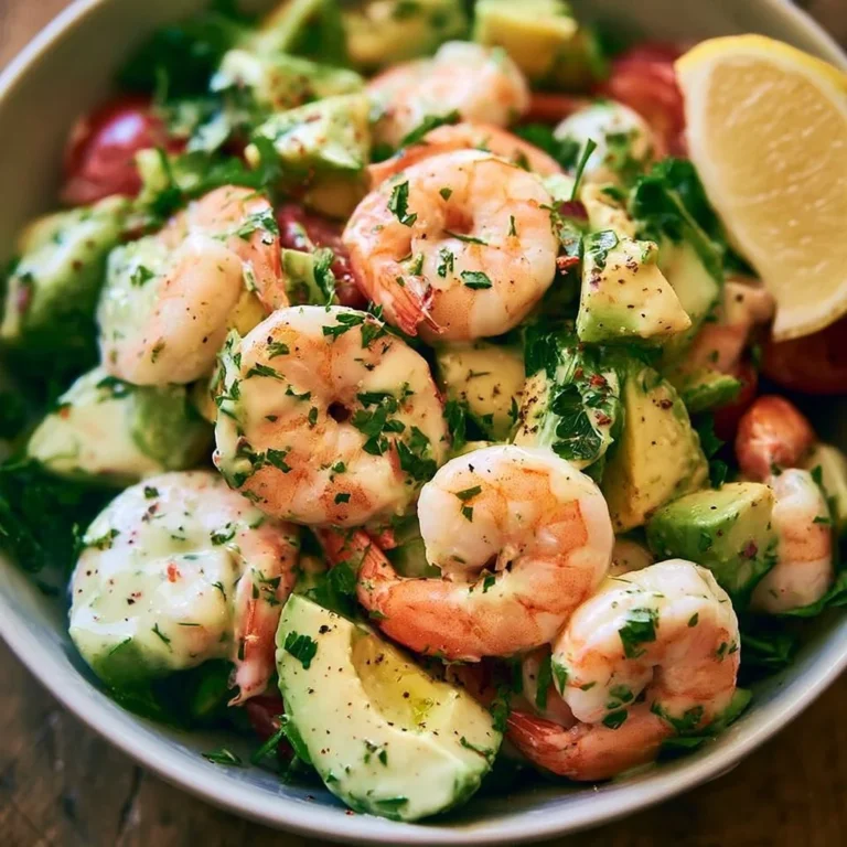 Salade crémeuse de crevettes et d'avocat avec légumes frais
