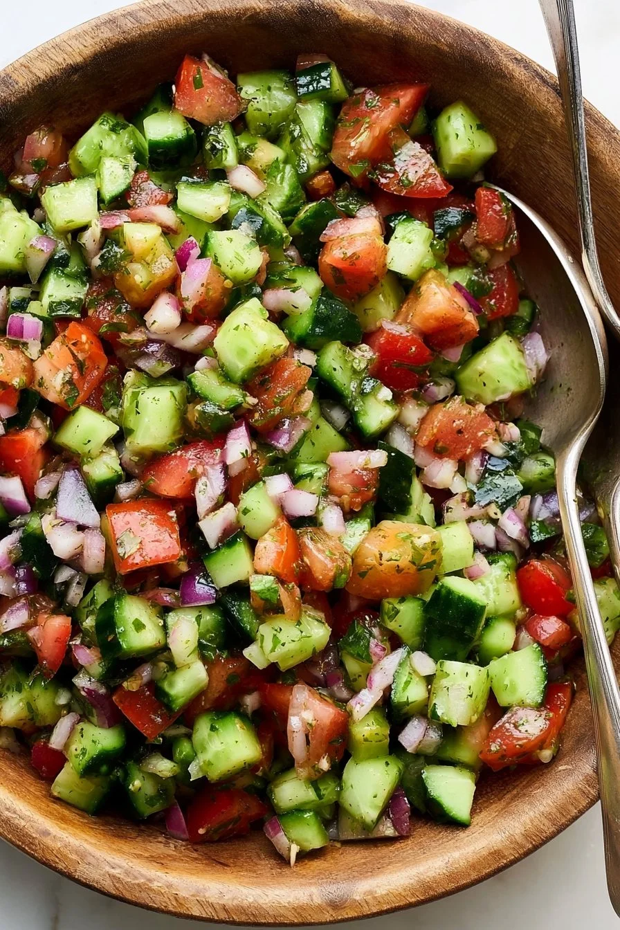 Salade marocaine de concombre et tomate, pleine de fraîcheur et de saveurs