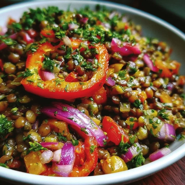 Recette de salade de lentilles froide avec des légumes frais et vinaigrette