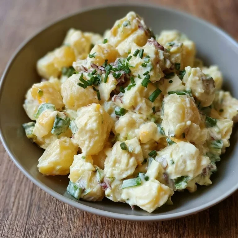 Salade de pommes de terre à l'ancienne avec vinaigrette et herbes fraîches.