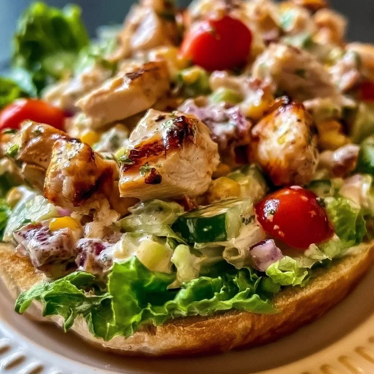 Salade de Poulet Ranch Saine dans un bol garnie de légumes frais.