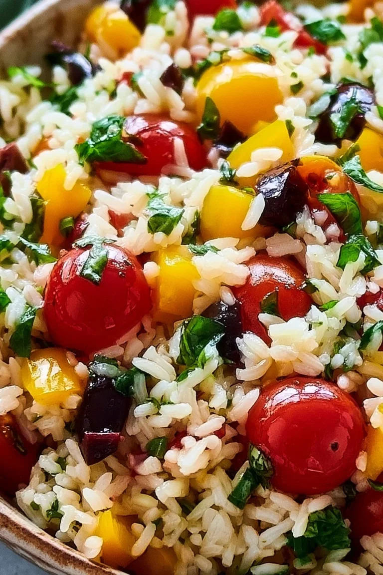 Salade de riz froid à l'italienne avec légumes frais et herbes aromatiques