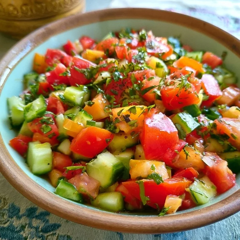 Salade méditerranéenne de tomate et concombre sur une table ensoleillée.