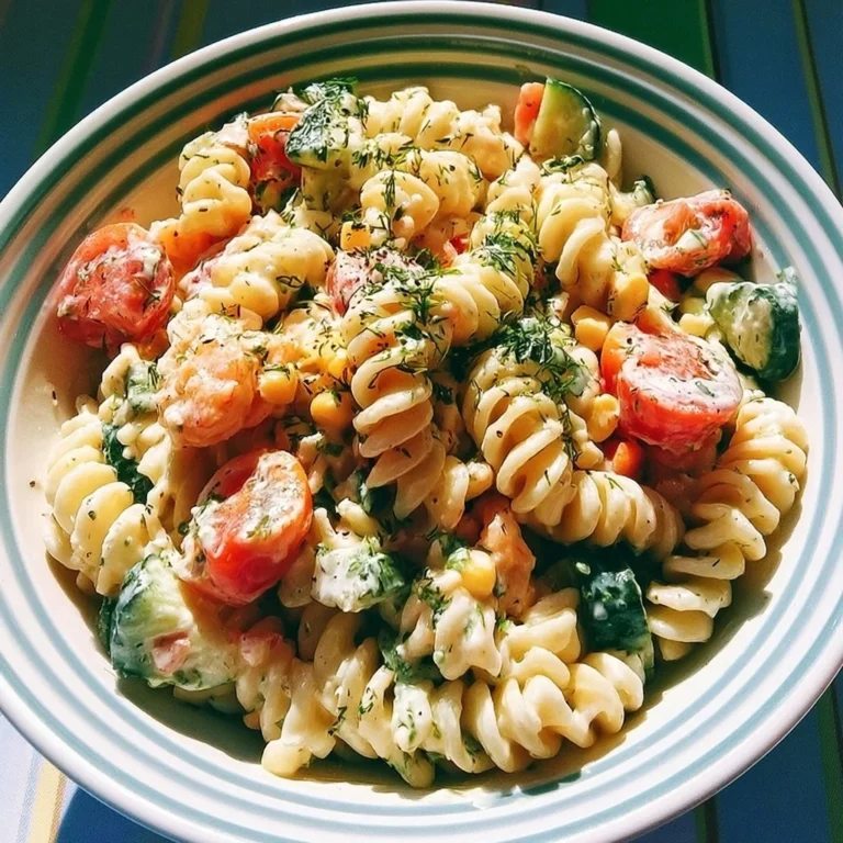 Salade estivale de pâtes colorée et appétissante, idéale pour l'été.