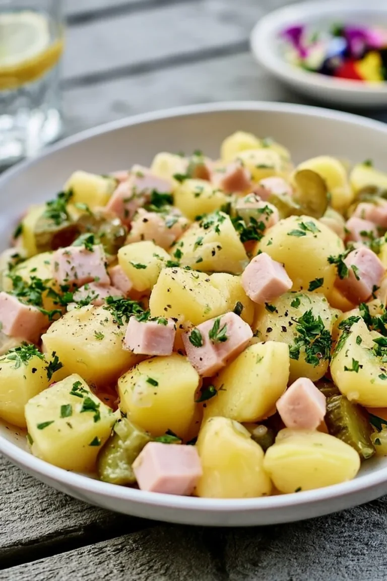 Salade strasbourgeoise avec légumes frais et dressing parfumé