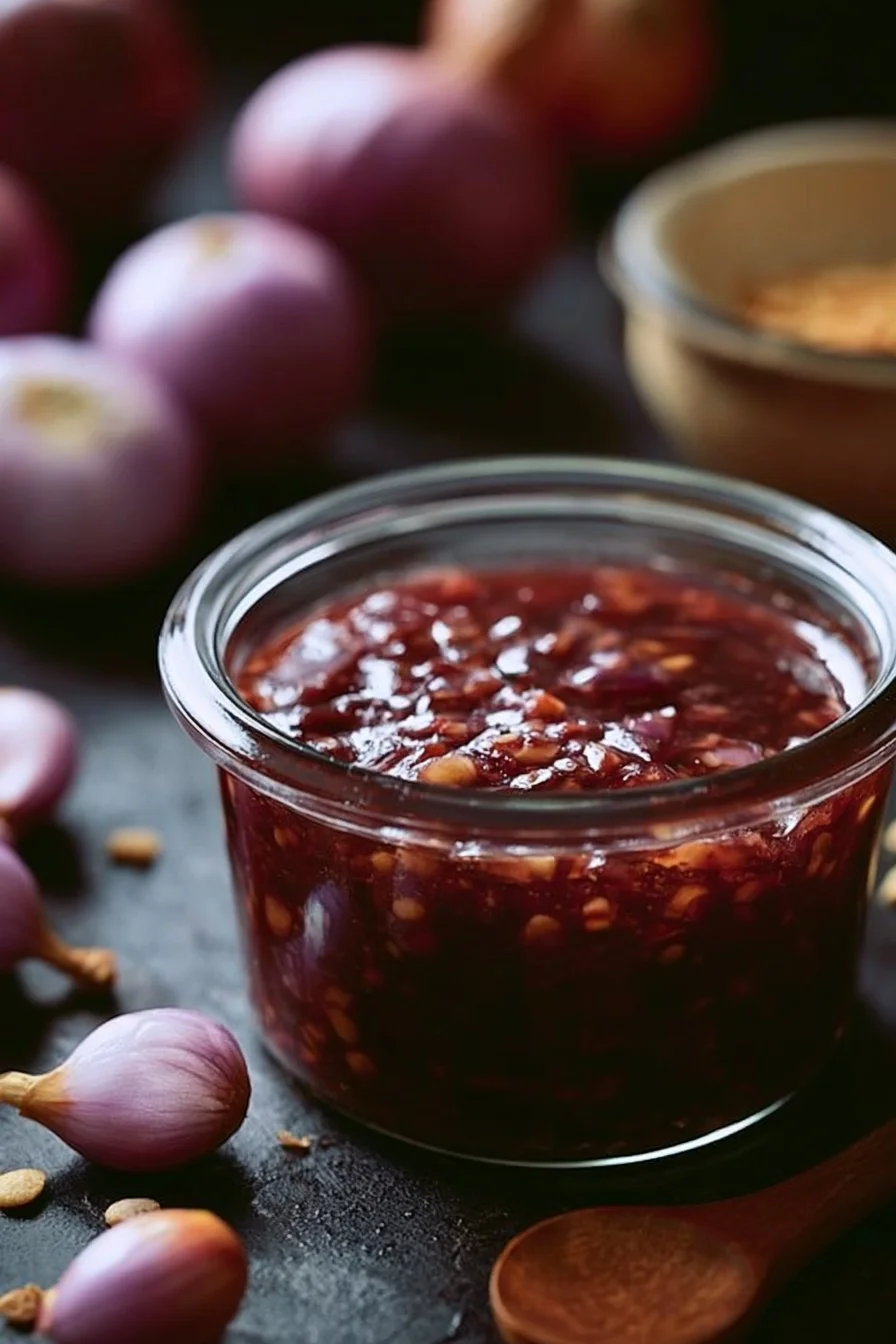Sauce aux échalotes servie avec une viande savoureuse