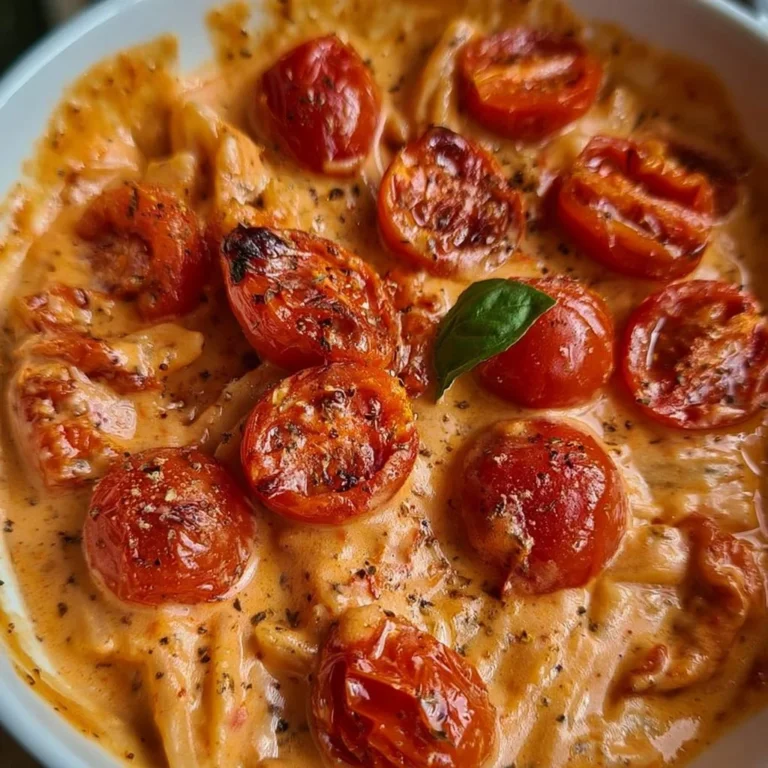 Sauce crémeuse aux tomates cerises préparée avec des ingrédients frais