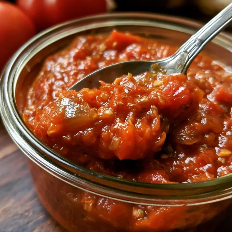 Sauce marinara maison aux tomates rôties, idéale pour pâtes et pizzas.
