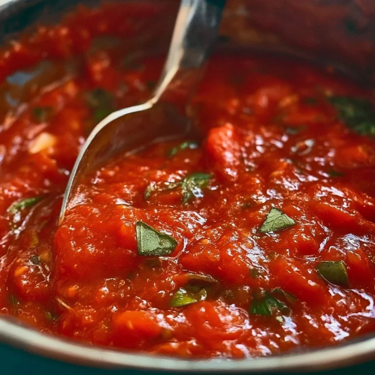 Sauce marinara maison préparée avec des tomates fraîches et des herbes
