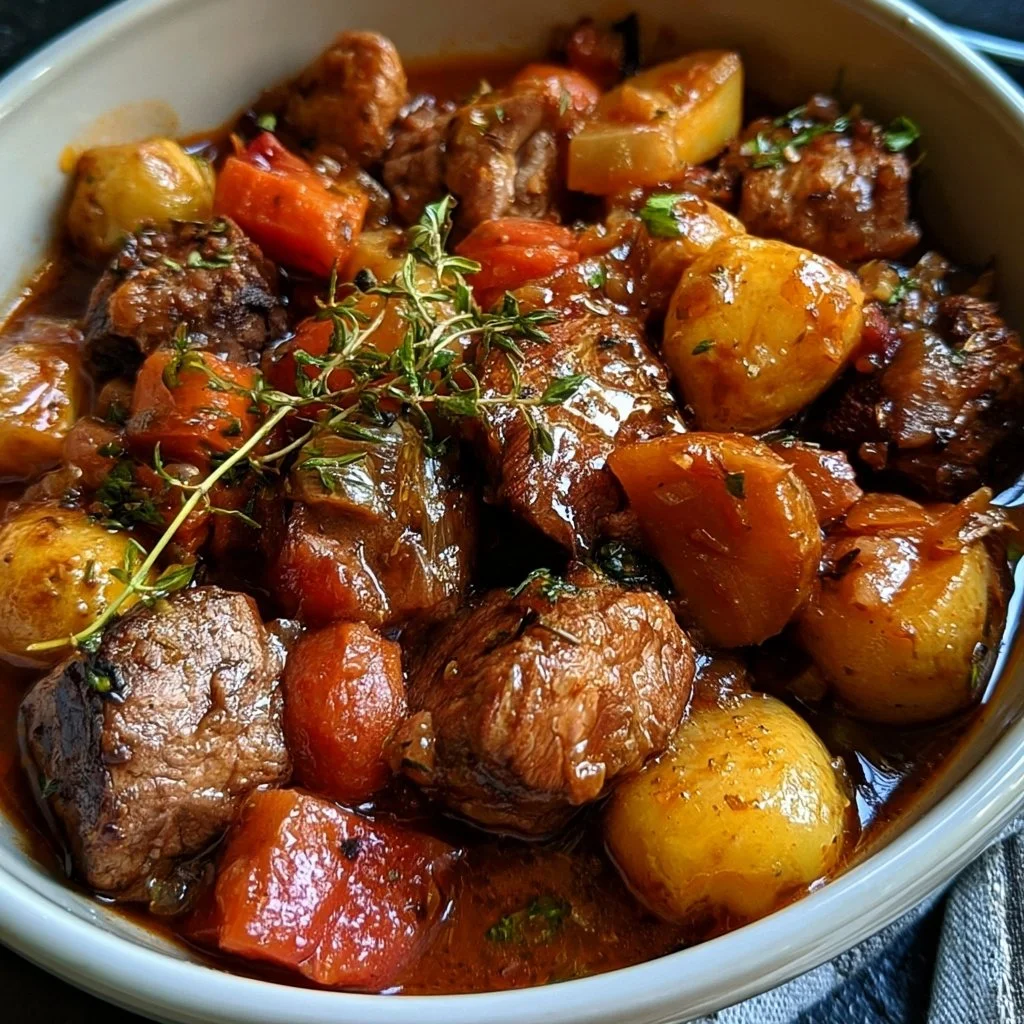Sauté de veau provençal savoureux et coloré dans un plat traditionnel français