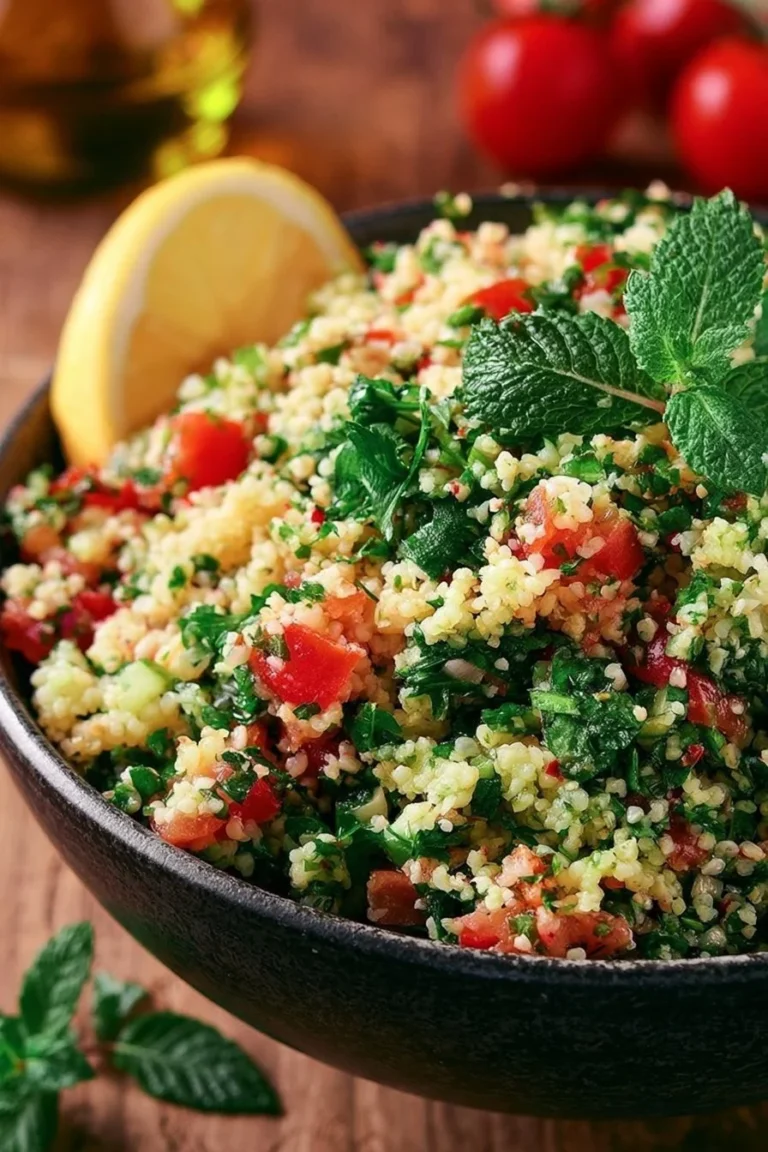 Salade de taboulé fraîche avec persil, tomates et menthe