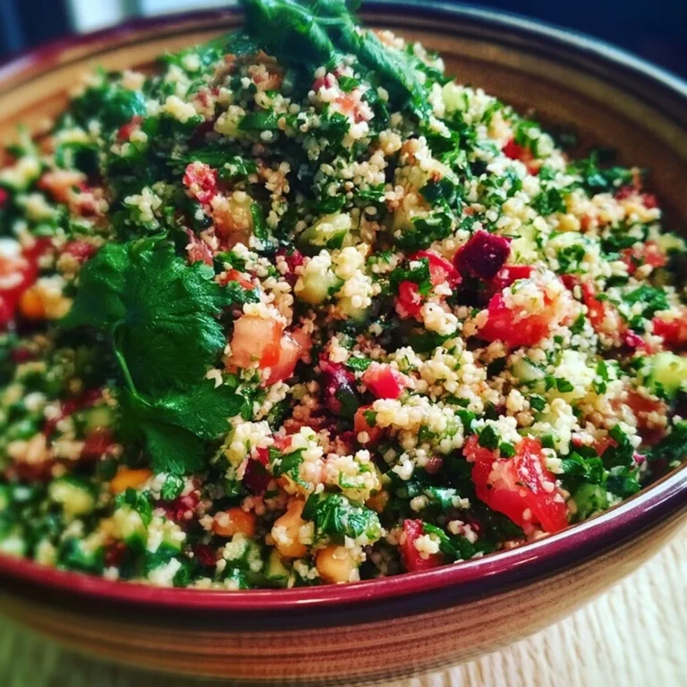 Plat de Taboulé Oriental garni de légumes frais et d'herbes aromatiques
