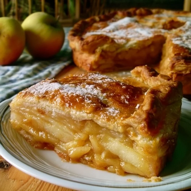 Tarte Anglaise aux Pommes servie avec une garniture crémeuse