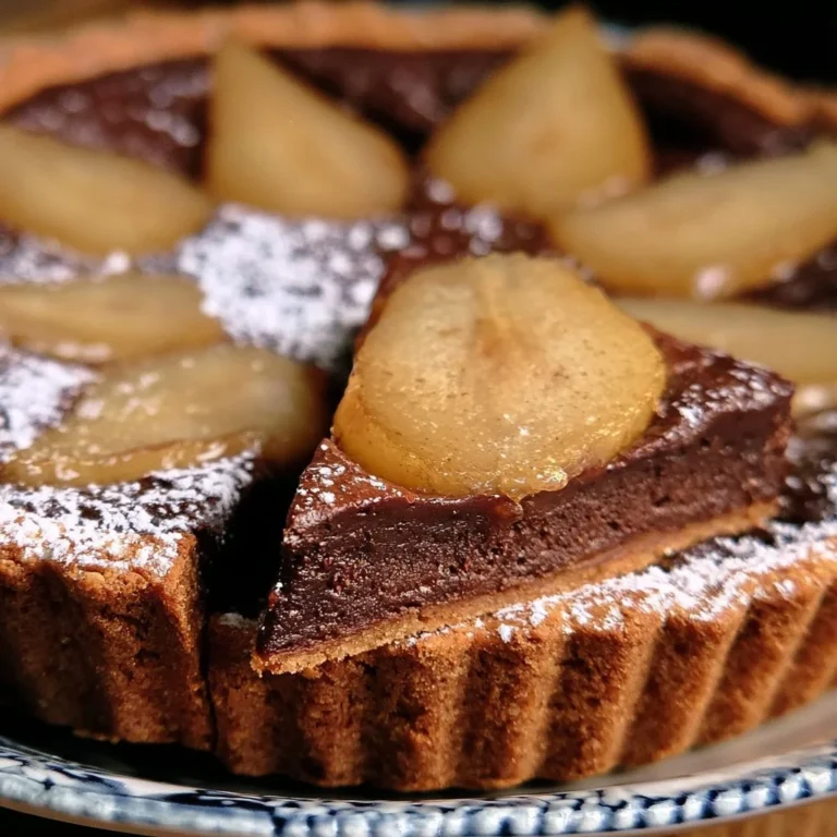 Tarte au chocolat et aux poires facile, un délicieux dessert français.