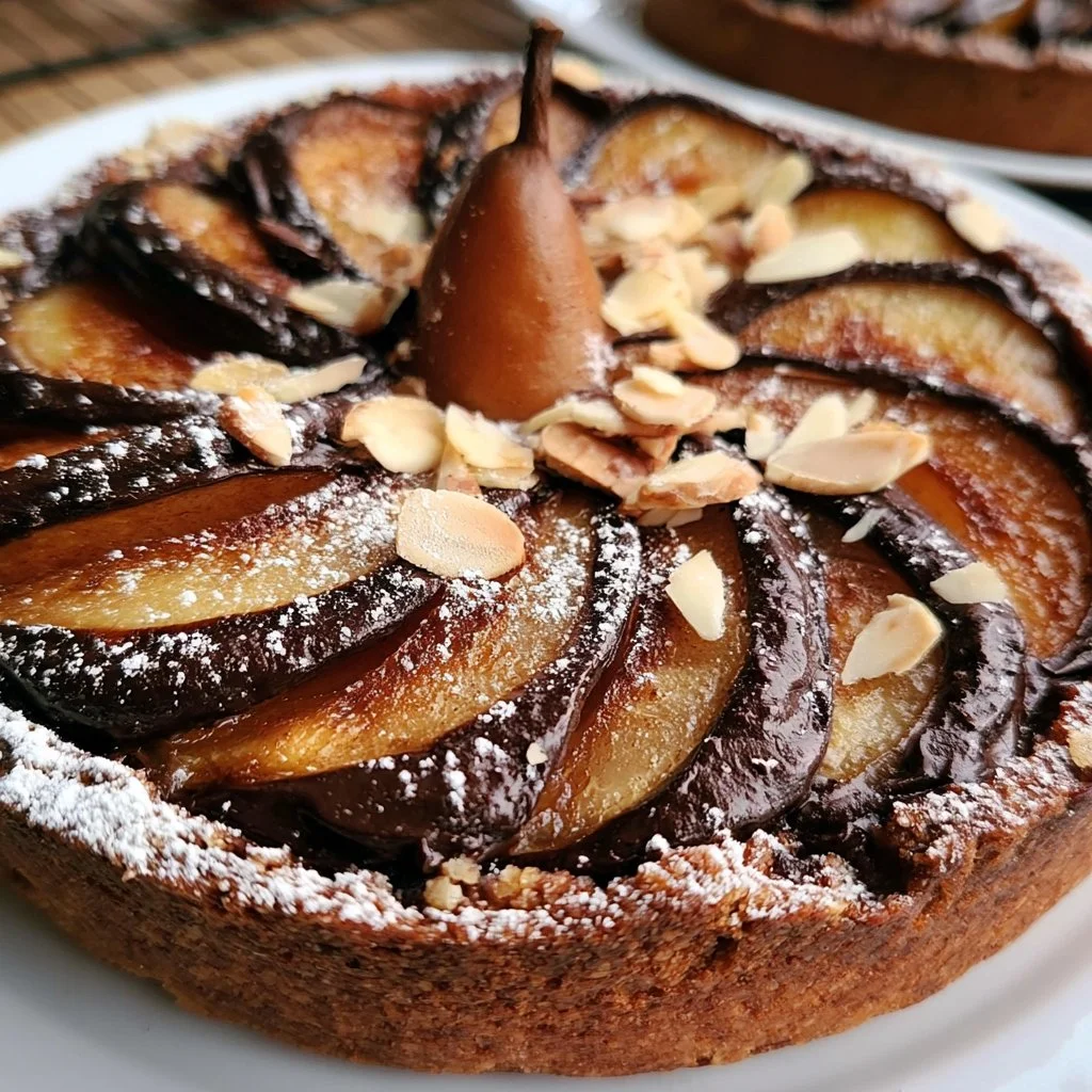 Tarte aux poires au chocolat et aux amandes, un dessert irrésistible